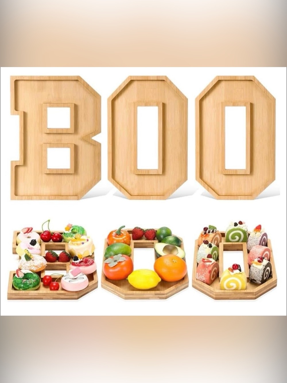Wood BOO Halloween Charcuterie Boards NWT